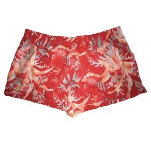 Columbia Orange Print Nylon Shorts Pockets Women's Size XL Beach Elastic Waist
